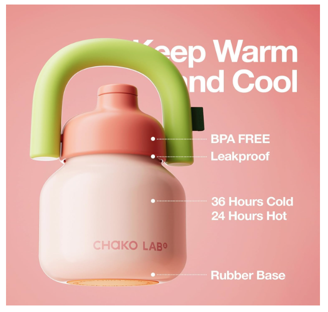 CHAKO LAB Insulated Water Bottle with Straw 33oz